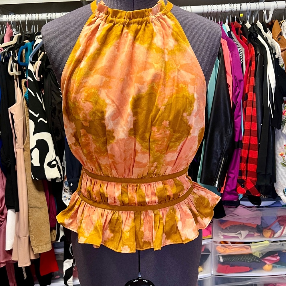 Tie-Dye Halter Top - Pink and Orange